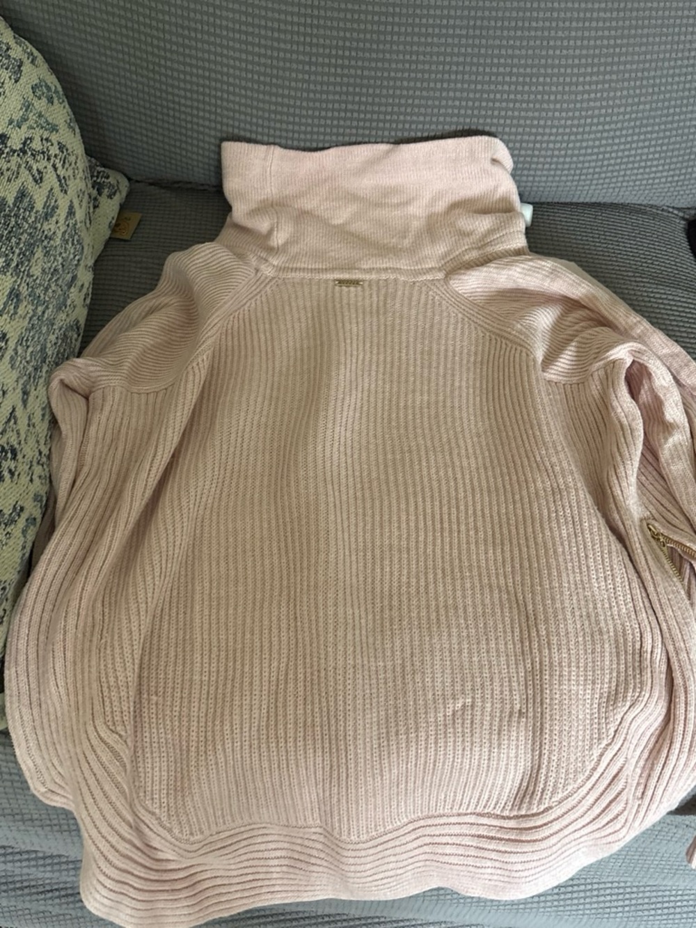 Ivanka Trump Light Blush Ribbed Cowl Neck Sweater